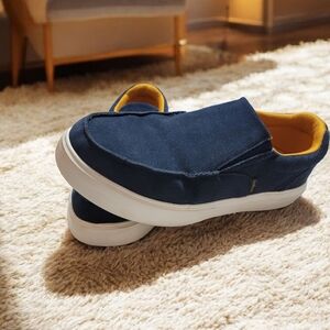 Comfoot Mens size 12 Blue/Gold Slip-On Loafers for Treating Planter Fasciitis